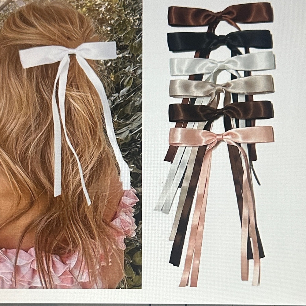Elegant Satin Hair Bows 6 pieces Set